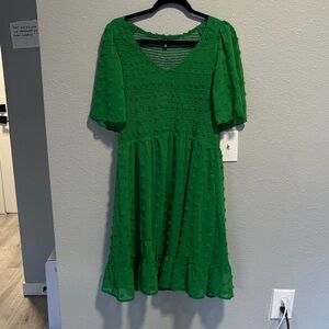 Green Textured Dress